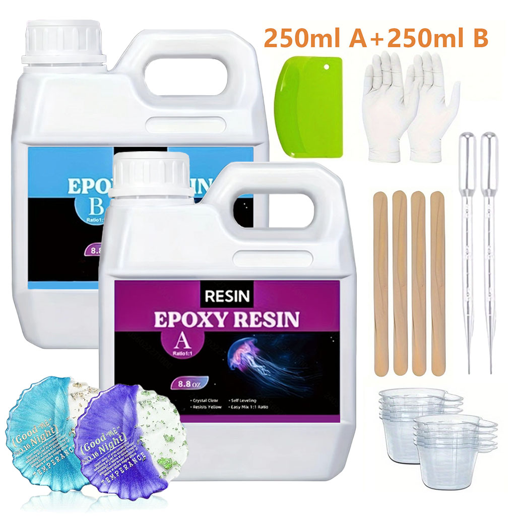 Resin Art Mold - 125ml/250ml Kristalheldere Gietresin Kit, Belletjesvrije Epoxyhars
