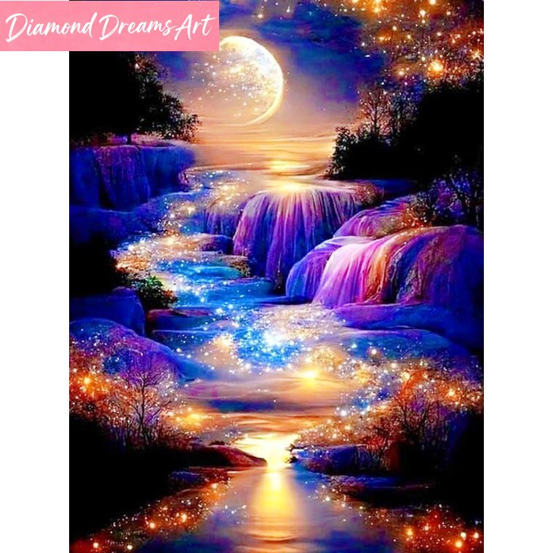 Resin Art Wall - Frameloos, doe-het-zelf diamant schilderij landschap waterval