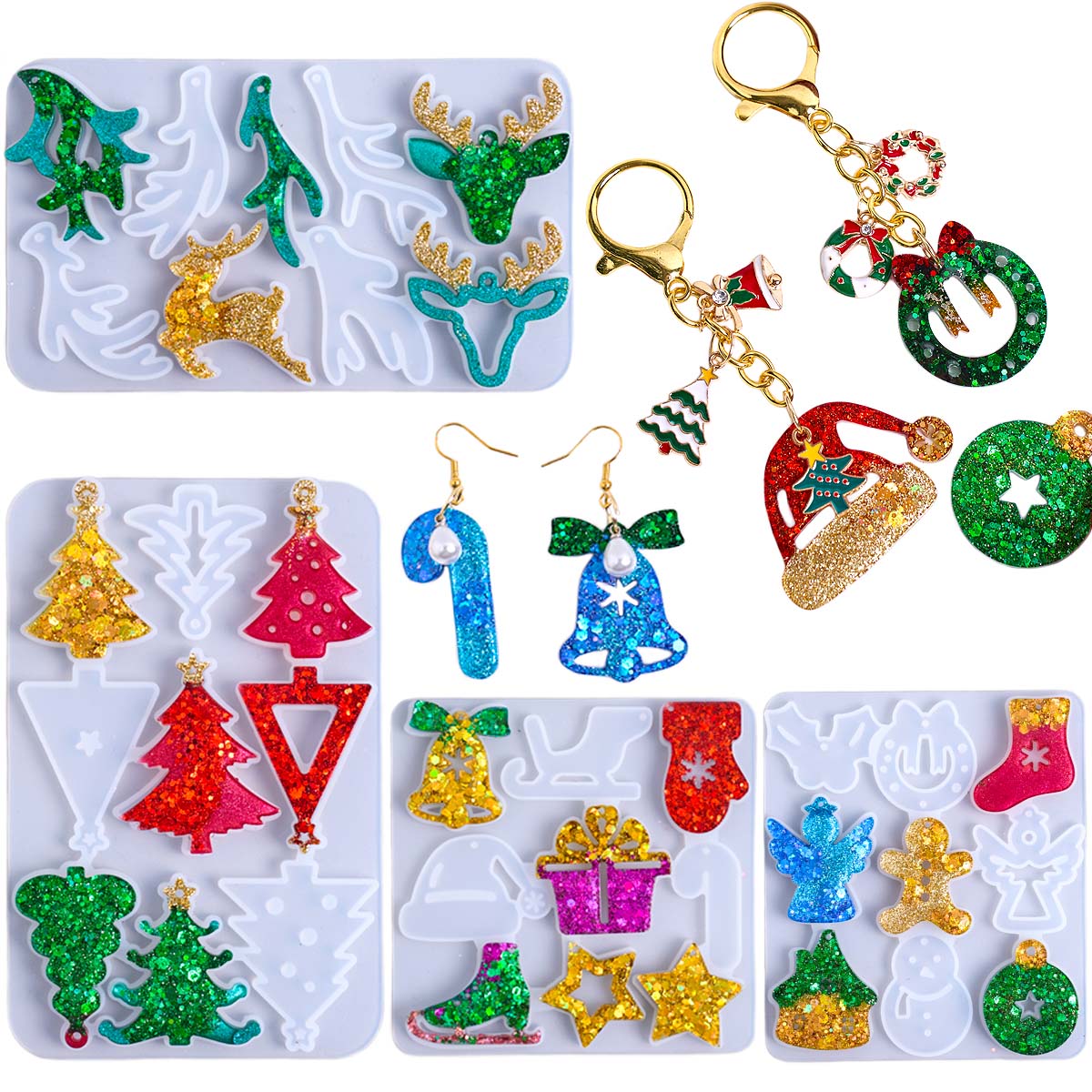 Resin Art Mold - Kerst oorbel hanger siliconen mal DIY