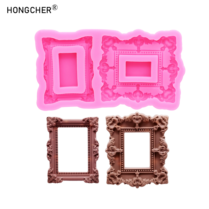 Resin Art Mold - Europese geëmbosseerde kleine fotolijst sculptuur chocoladetaart