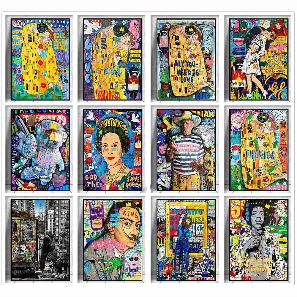 Resin Art Wall - Banksy Kunst Gustav Klimt Kus Graffiti