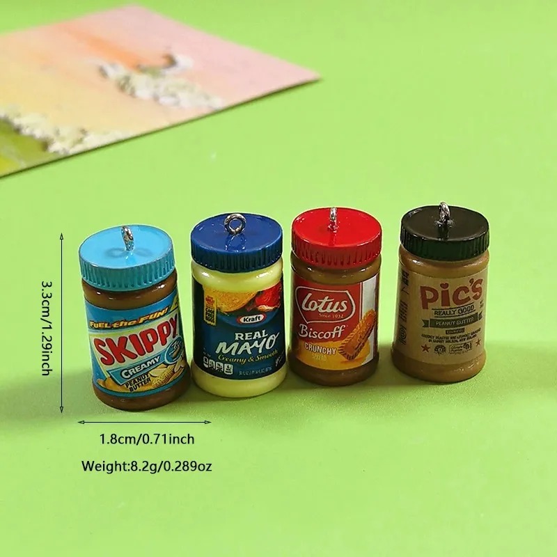 Resin Art Hanging - 10 stuks/verpakking Miniatuur Simulatie Pindakaasfles Bedels