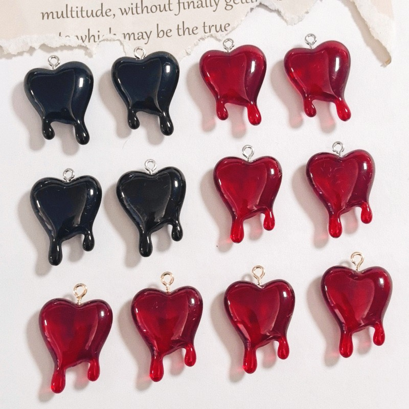 Resin Art Heart - Groothandel 50 stks/partij kleurenprint cartoon harten