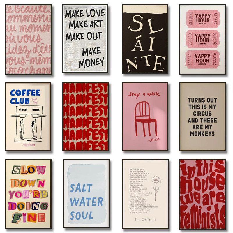 Eenvoudige trendy tekstprintpo - Resin Art Wall recensie en prijs